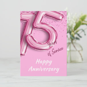 Employee Anniversary 15 Years Pink Balloon Card
