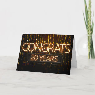 Employee Anniversary 20 Years - Neon Sign Card