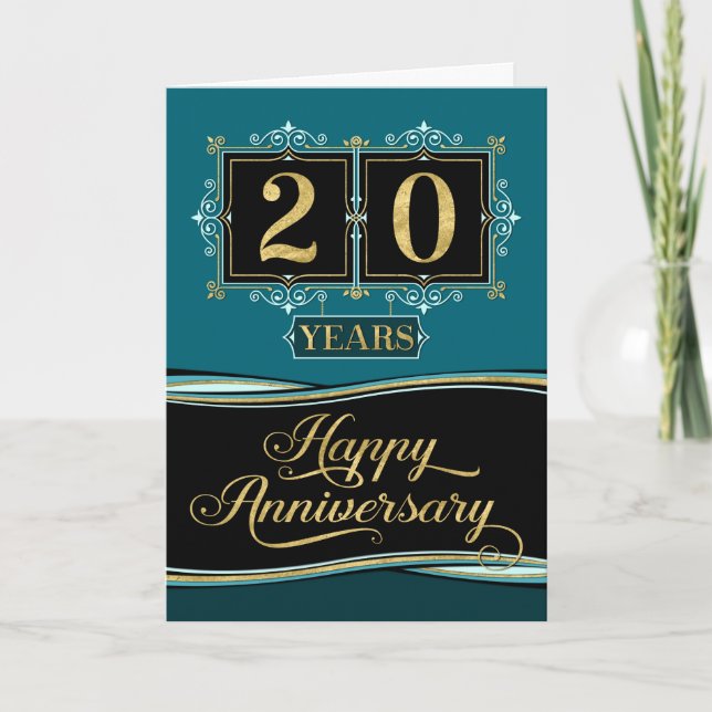 Employee Anniversary 20 Yrs Decorative Formal Jade Card (Front)