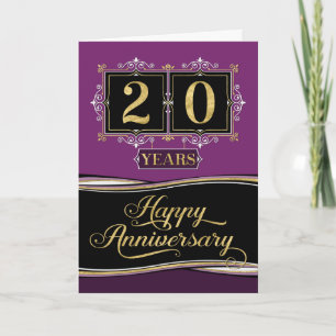 Employee Anniversary 20 Yrs Decorative Formal Plum Card