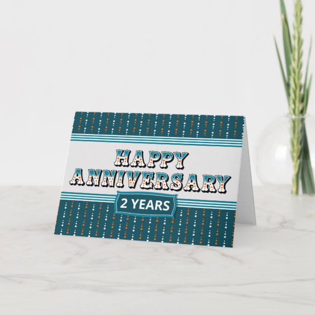 Employee Anniversary 2 Years Decorative Text Card (Front)
