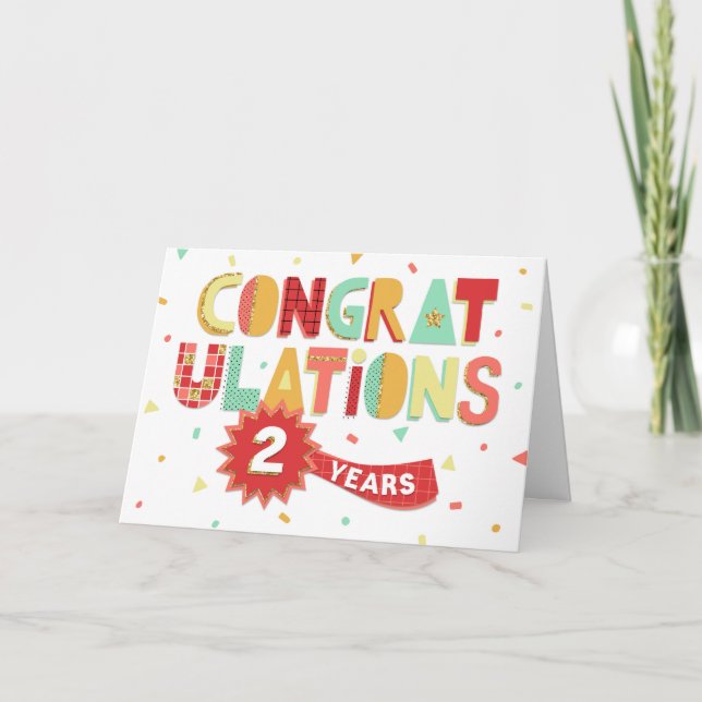 Employee Anniversary 2 Years Fun Congratulations Card (Front)