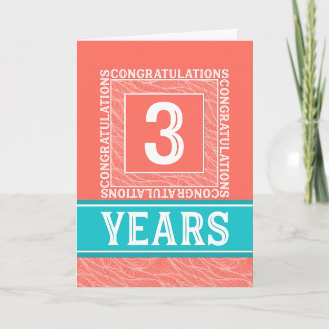 Employee Anniversary 3 Years - Decorative Card (Front)