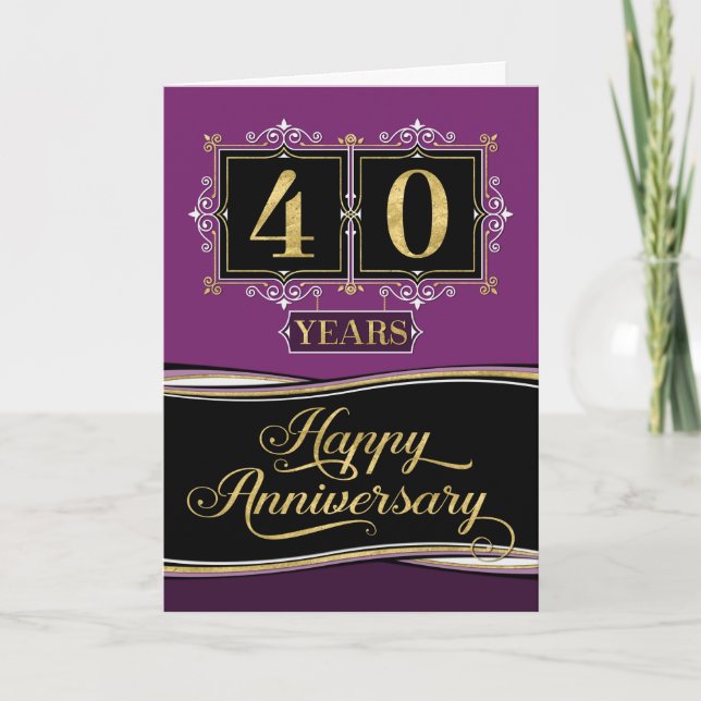 Employee Anniversary 40 Yrs Decorative Formal Plum Card (Front)