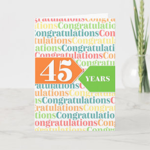 Employee Anniversary 45 Years Colourful Pattern Card