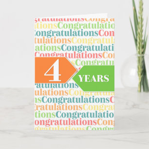 Employee Anniversary 4 Years Colourful Pattern Card