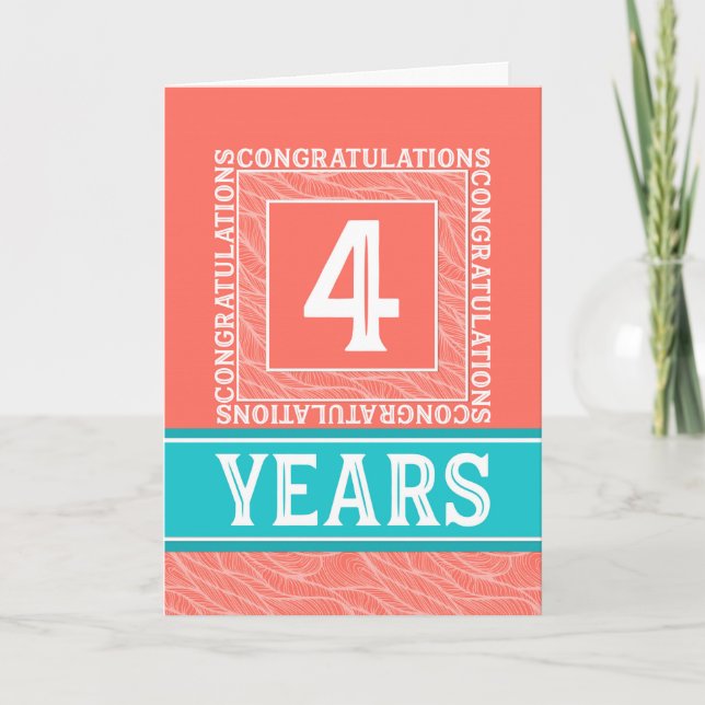 Employee Anniversary 4 Years - Decorative Card (Front)
