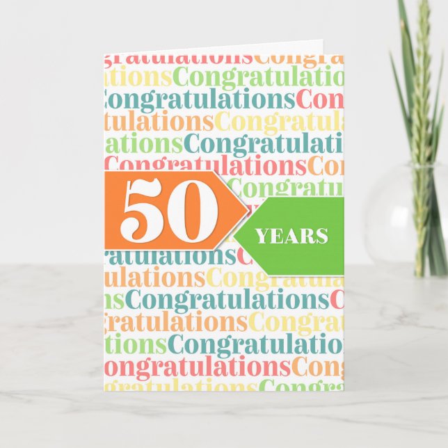 Employee Anniversary 50 Years Colourful Pattern Card (Front)