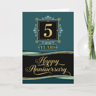 Employee Anniversary 5 Year Decorative Formal Jade Card