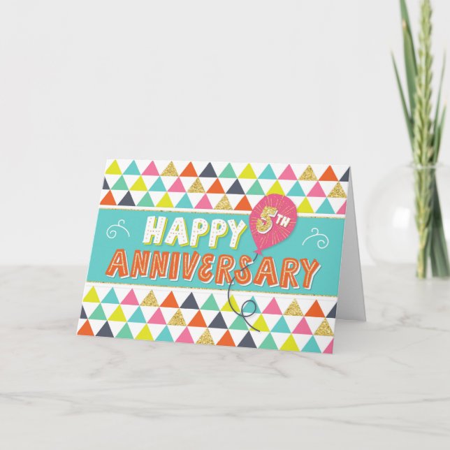 Employee Anniversary 5 Years - Colourful Pattern Card (Front)