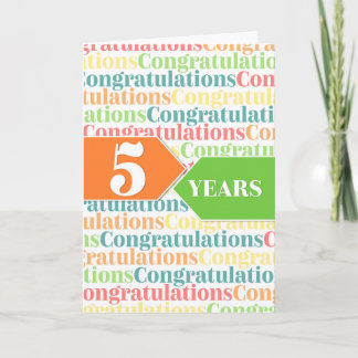 Employee Anniversary 5 Years Colourful Pattern Card