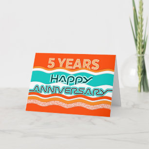Employee Anniversary 5 Years Colourful Waves Card