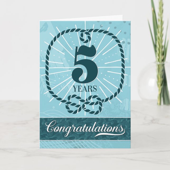 Employee Anniversary 5 Years - Nautical Theme Card (Front)