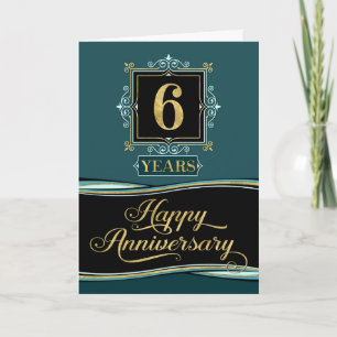 Employee Anniversary 6 Year Decorative Formal Jade Card