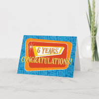 Employee Anniversary 6 Years Retro Blue Red Orange