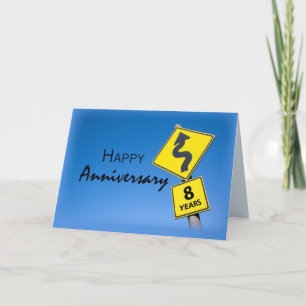 Employee Anniversary 8th Year,Road Sign Card