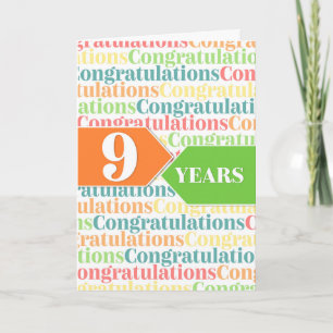 Employee Anniversary 9 Years Colourful Pattern Card