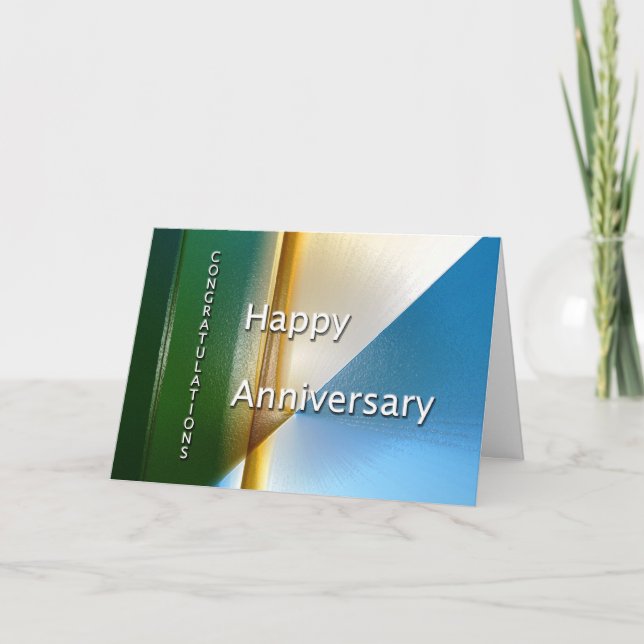 Employee Anniversary Blue and Beige Card (Front)