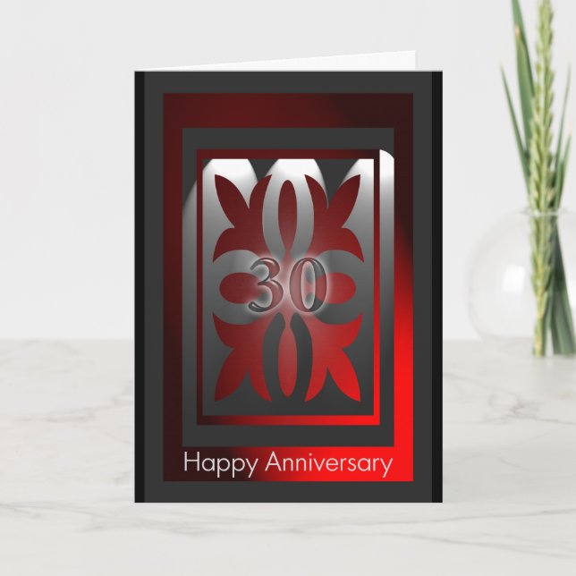 Employee Anniversary Cards 30 Years Red and Black (Front)