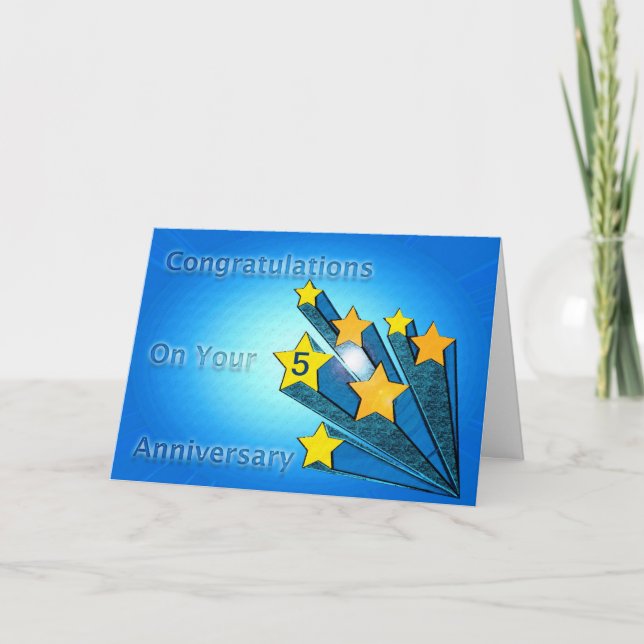 Employee Anniversary Customisable Shooting Stars Card (Front)