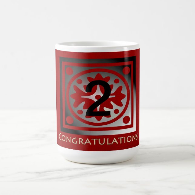 Employee Anniversary CustomizablElegant Golden Red Coffee Mug (Center)