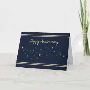 Employee Anniversary Gold Glitter Look Stars Card