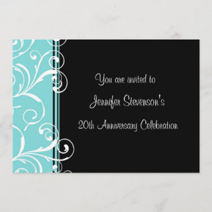 Employee Anniversary Party Invitations Teal Black