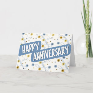 Employee Anniversary - Pattern in Blue and White Card