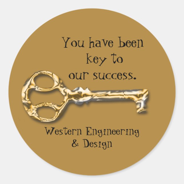 Employee Appreciation Antique Key Business Classic Round Sticker (Front)