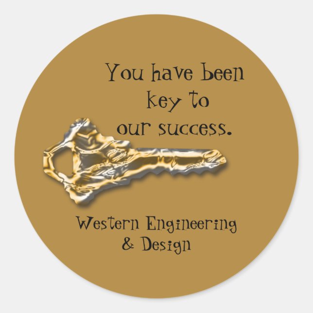 Employee Appreciation Metal Key Business Thank You Classic Round Sticker (Front)