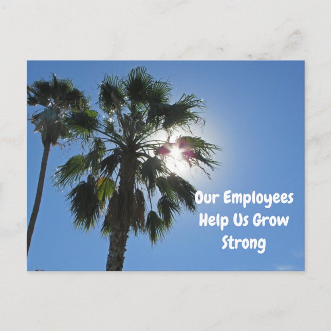 Employee Appreciation Palm Tree Tropical Business Postcard (Front)
