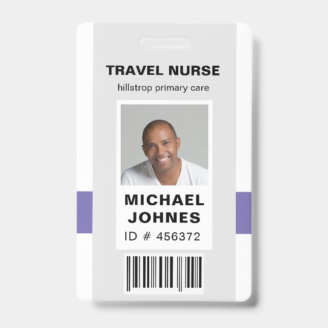 employee bar code photo name tag ID badge (Front)