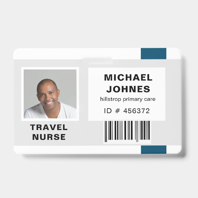 employee bar code photo name tag ID badge (Front)