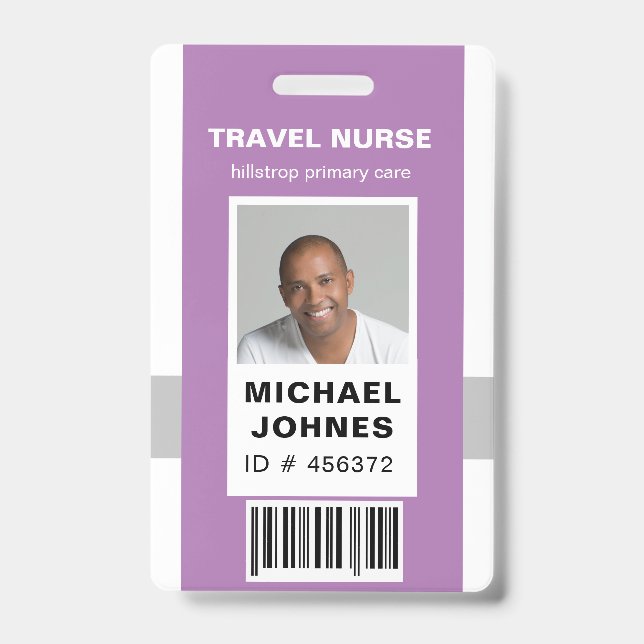 employee bar code photo name tag ID badge (Front)
