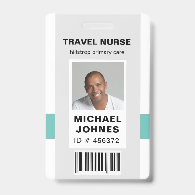 employee bar code photo name tag ID badge (Front)