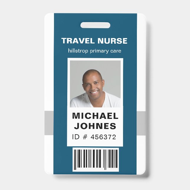 employee bar code photo name tag ID badge (Front)