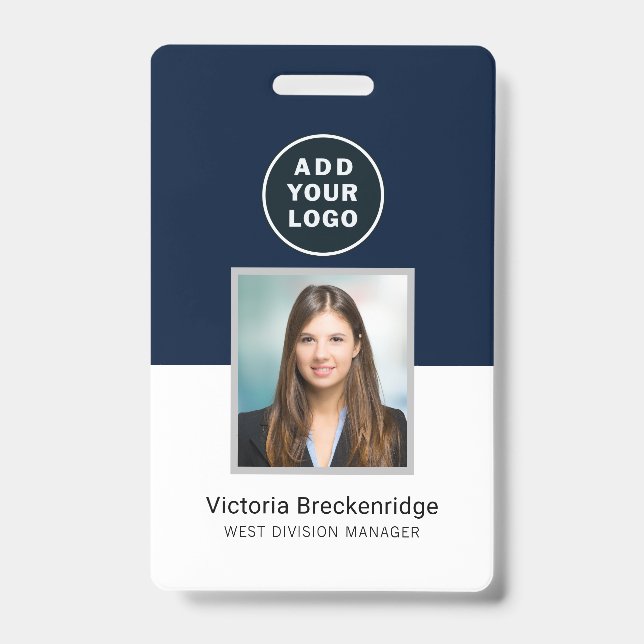 Employee Barcode Business Logo Photo ID Badge (Front)