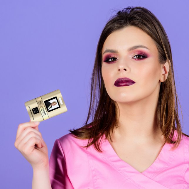 Employee Barcode Logo Name Scan Sepia Gold ID Badge (Creator Uploaded)