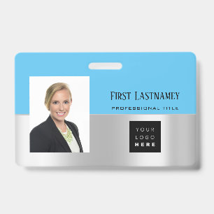 Employee Barcode Logo Name Scanner Grey Ocean ID Badge