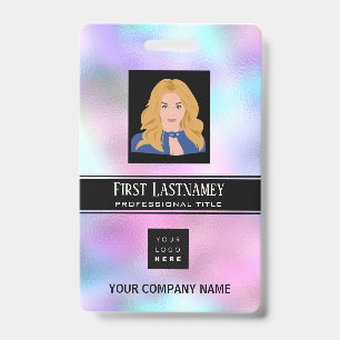 Employee Barcode Logo Name Scanner Ombre Vertical ID Badge