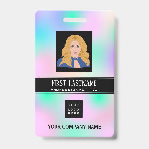Employee Barcode Logo Name Scanner  Vertical Pink ID Badge