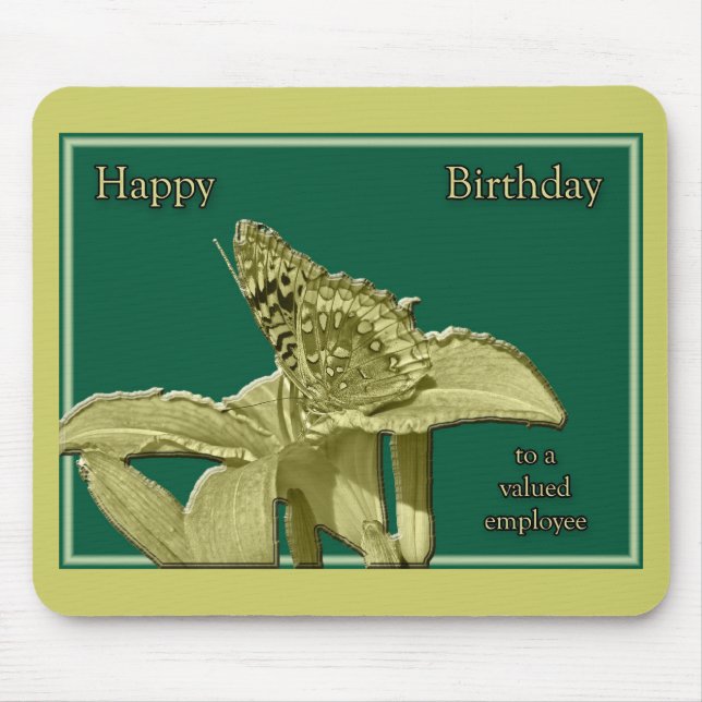 Employee Birthday Butterfly Mousepad (Front)