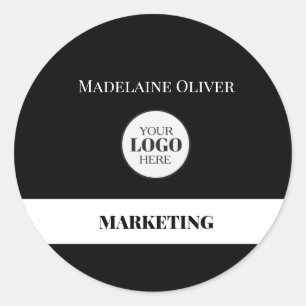 Employee Black White Logo Simple Classic Round Sticker