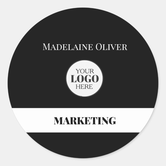  Employee Black White  Logo Simple Classic Round Sticker (Front)