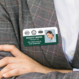 Employee Business Accreditation ID Photo Green Name Tag