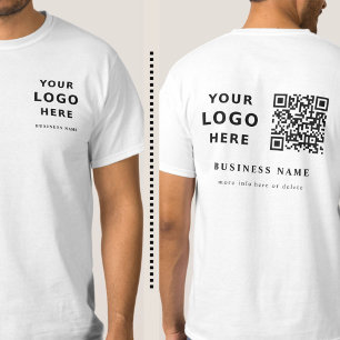 Employee Business Logo And QR Code Minimalist T-Shirt