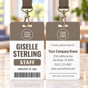 Employee Business Logo Name Neutral ID Badge