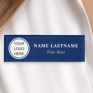 Employee Business Logo Navy Blue Corporate  Name Tag