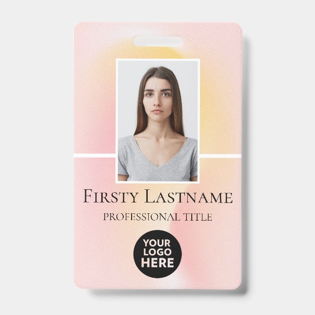Employee Custom Photo, Barcode, Logo, Name ID Badge (Front)