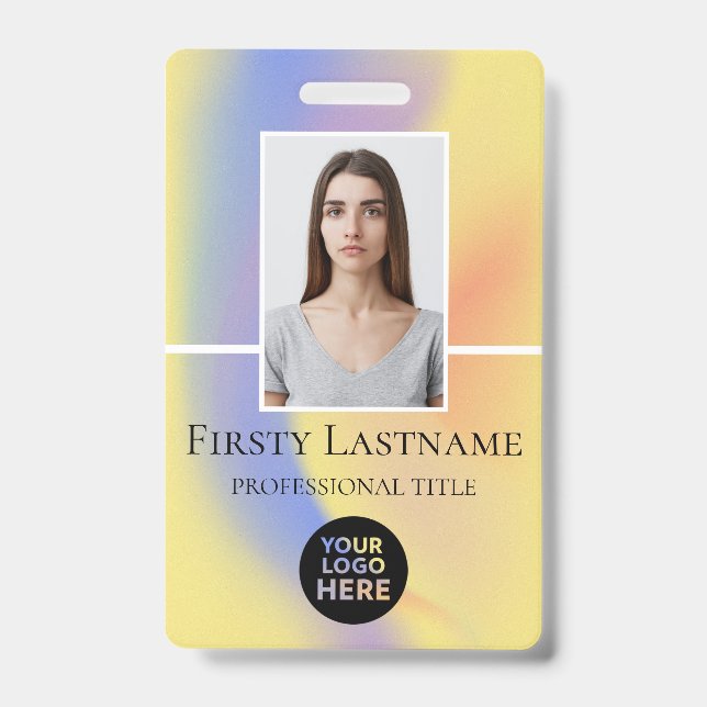 Employee Custom Photo, Barcode, Logo, Name ID Badge (Front)